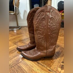 Wide calf brown cowboy boots